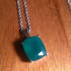 Green Onyx Stainless Steel Pendant Necklace